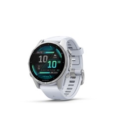 Fenix 8 - 43mm AMOLED Plata con correa de silicona blanco piedra