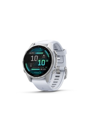 Fenix 8 - 43mm AMOLED Plata con correa de silicona blanco piedra