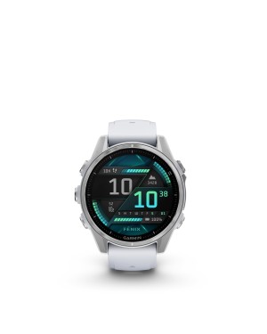 Fenix 8 - 43mm AMOLED Plata con correa de silicona blanco piedra