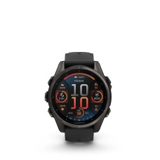 Fenix 8 – 43 mm, AMOLED Sapphire, Titanio con revestimiento de DLC con correa de silicona negra/gris