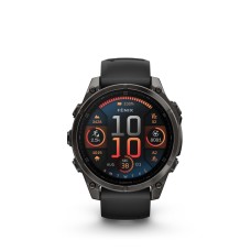Fenix 8 – 47 mm, AMOLED Sapphire, Titanio con revestimiento de DLC con correa de silicona negra/gris