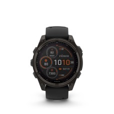Fenix 8 – 47 mm, Solar, Sapphire Sapphire, Titanio con revestimiento de DLC con correa de silicona negra/gris