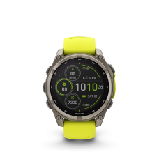 Fenix 8 – 47 mm, Solar, Sapphire Sapphire, Titanio con correa de silicona amarilla/grafito